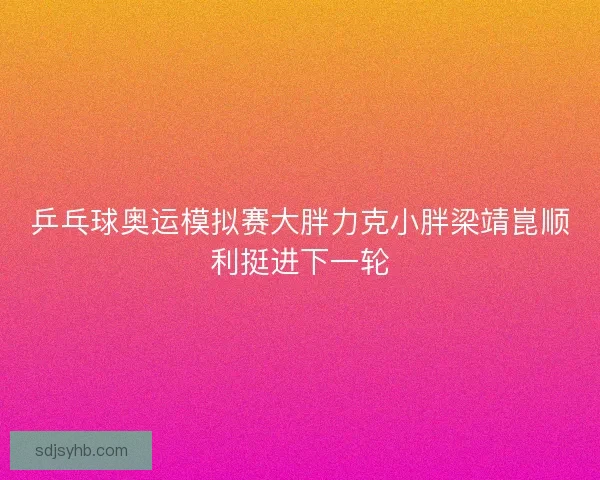 乒乓球奥运模拟赛大胖力克小胖梁靖崑顺利挺进下一轮