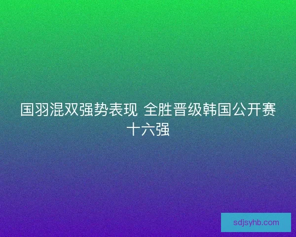 国羽混双强势表现 全胜晋级韩国公开赛十六强